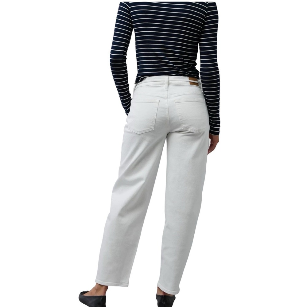American Eagle Stretch Barrel Jeans White Mid High Rise Casual 16L - Picture 2 of 9